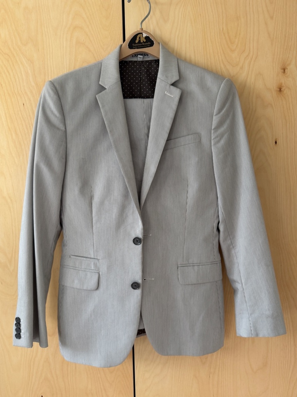 Express Light Gray Pinstripe Men's Two-Button Sport Coat